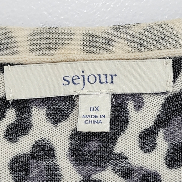 Sejour Women's 100% Merino Wool Animal Print Cardigan Sweater  - 0X - Picture 3 of 6